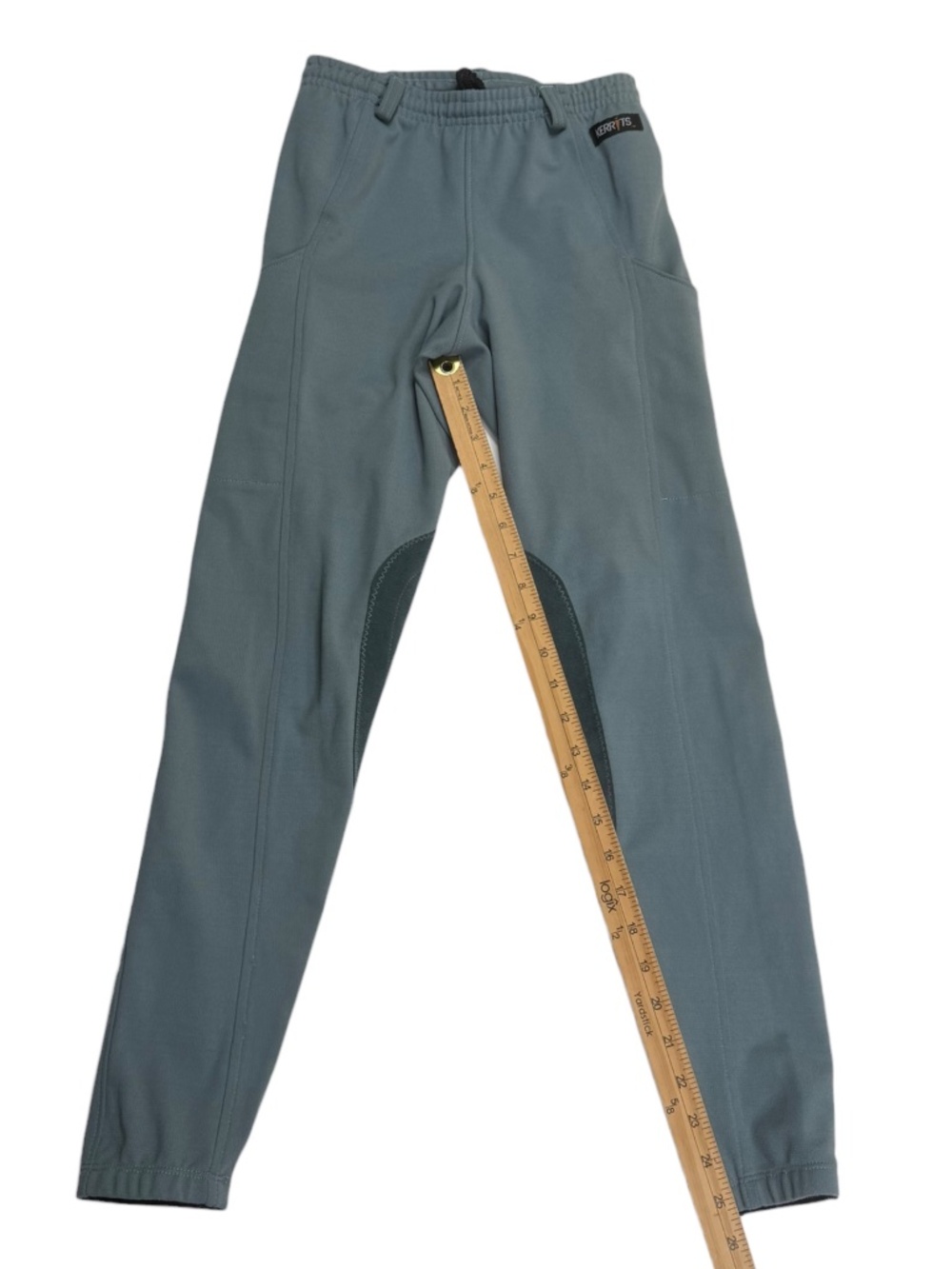 Kerrits Youth Medium Equestrian Riding Breeches Knee Patch Drawstring Blue - Picture 9 of 10